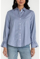 Liverpool Los Angeles Liverpool Adjustable Sleeve Button Front Woven Top