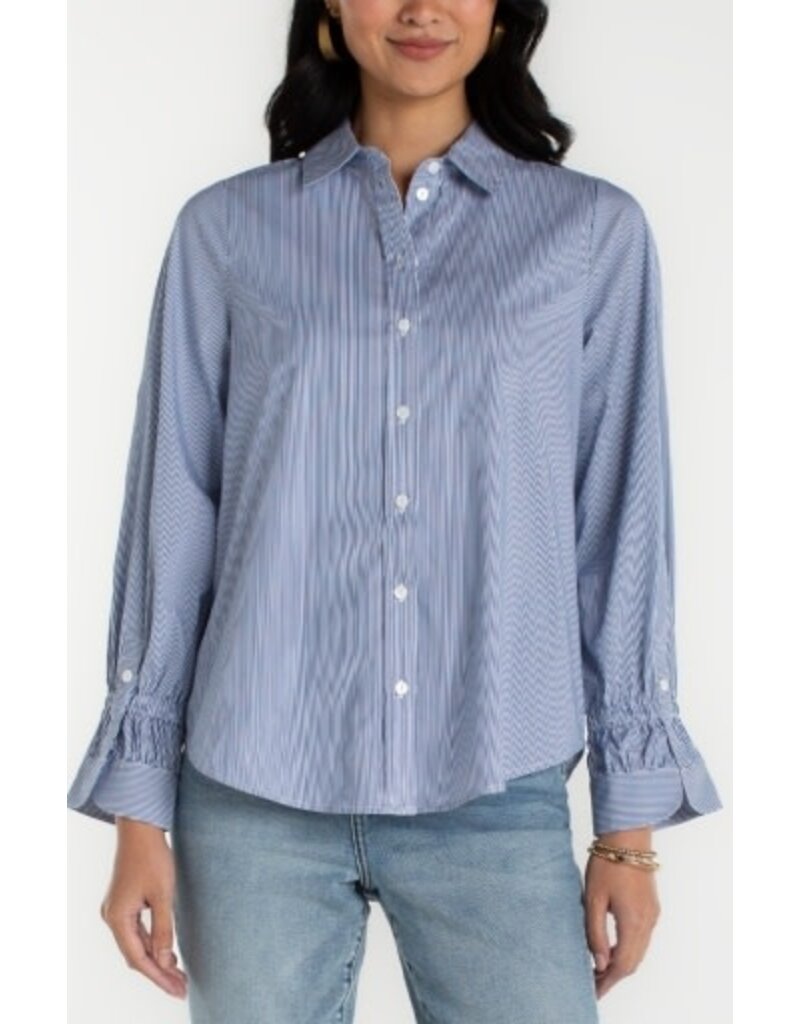 Liverpool Los Angeles Liverpool Adjustable Sleeve Button Front Woven Top