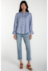 Liverpool Los Angeles Liverpool Adjustable Sleeve Button Front Woven Top