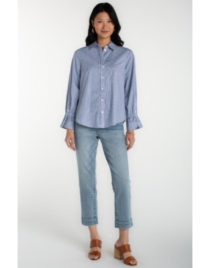 Liverpool Los Angeles Liverpool Adjustable Sleeve Button Front Woven Top