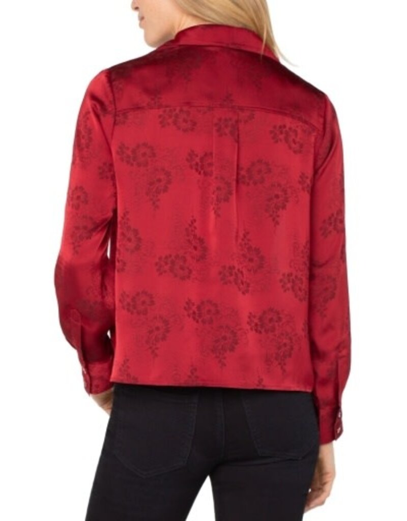 Liverpool Los Angeles Liverpool Long Sleeve Woven Top with Hidden Placket