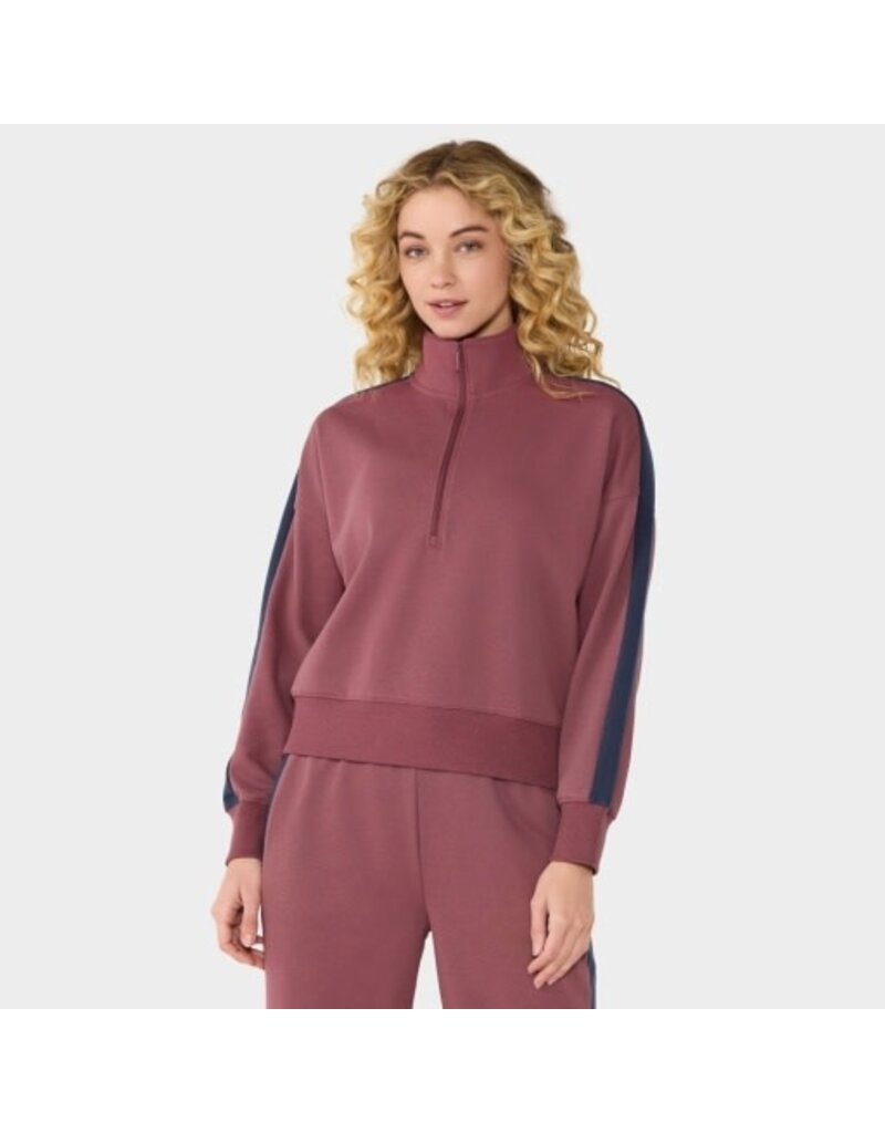 Thirty Three Threads Tavi Terry Half Zip Pullover Deep Ember Navy