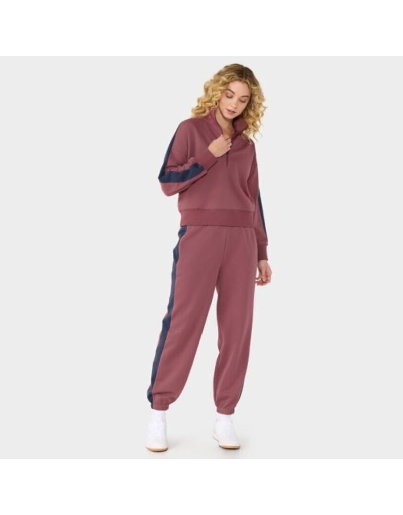 Thirty Three Threads Tavi Terry Half Zip Pullover Deep Ember Navy