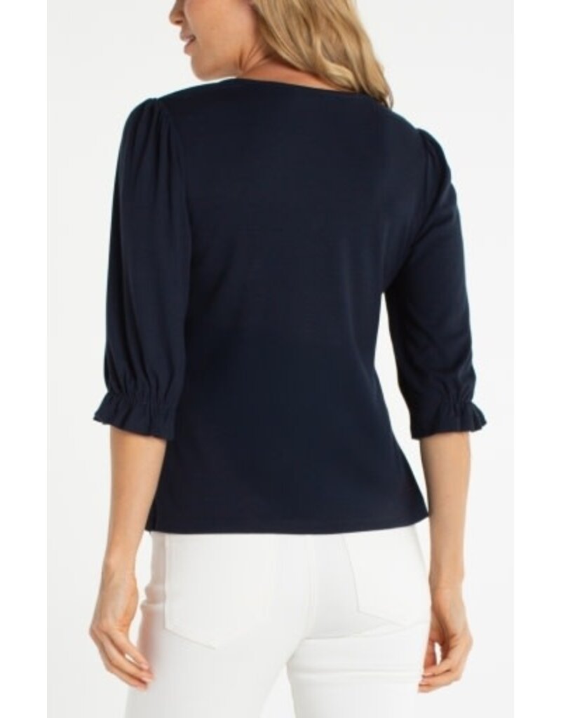 Liverpool Los Angeles Liverpool Elbow Sleeve Notch Knit Tee