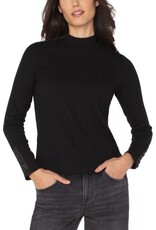 Liverpool Los Angeles Liverpool Long Sleeve Mock Neck Knit Top w/ Button Detail