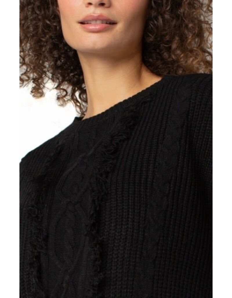 Liverpool Los Angeles Liverpool Long Sleeve Crew Neck Sweater w/ Fringe