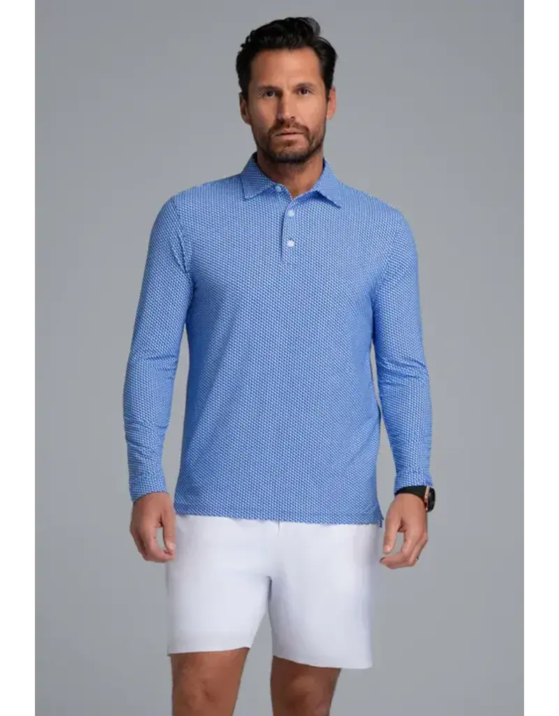 IBKul IBKul Cube Art Long Sleeve Polo White/Royal