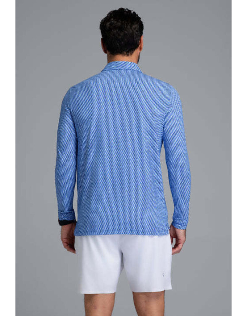 IBKul IBKul Cube Art Long Sleeve Polo White/Royal