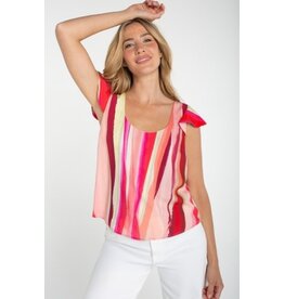 Liverpool Los Angeles Liverpool Flutter Sleeve Scoop Neck Woven Top