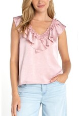 Liverpool Los Angeles Liverpool Ruffle Front Sleeveless Woven Knit Top