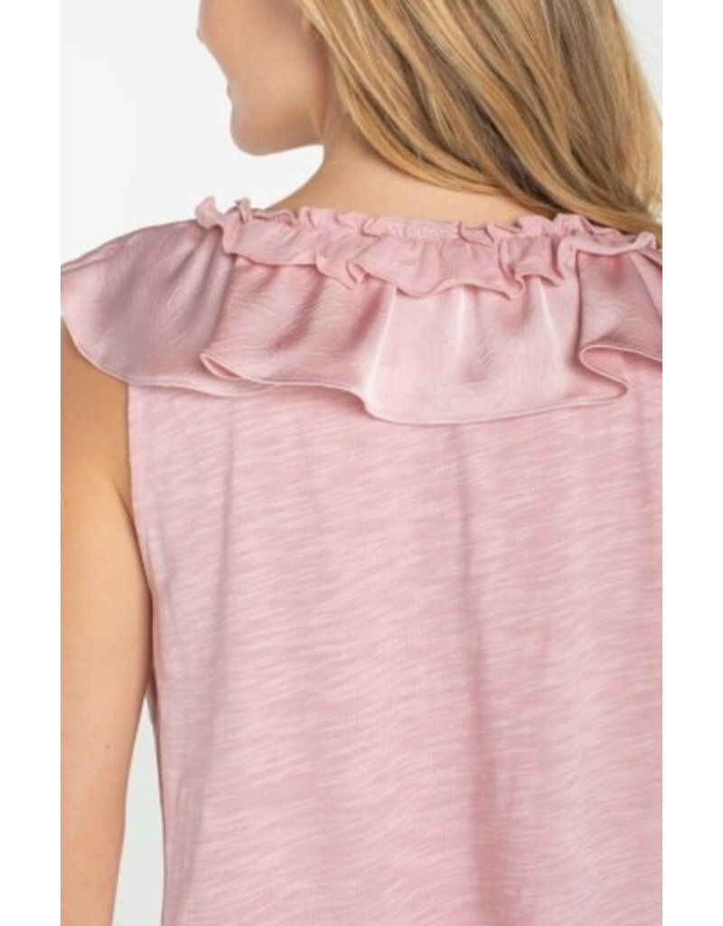 Liverpool Los Angeles Liverpool Ruffle Front Sleeveless Woven Knit Top