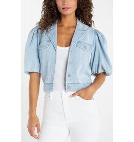 Liverpool Los Angeles Liverpool Puff Sleeve Cropped Trucker Jacket