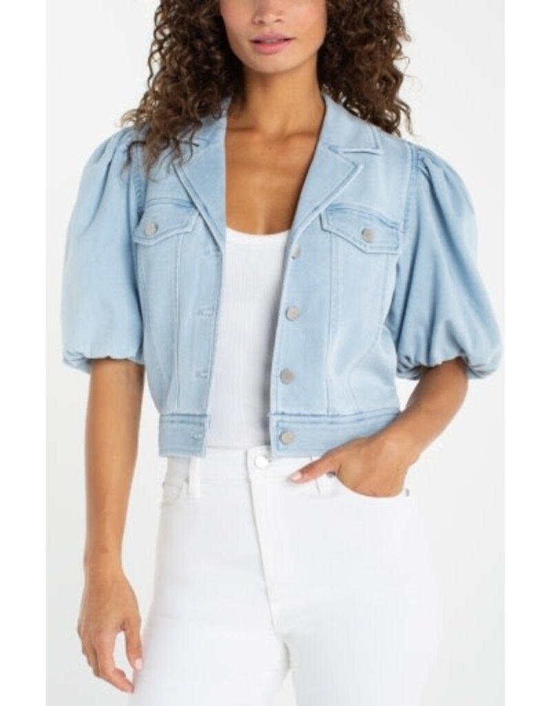 Liverpool Los Angeles Liverpool Puff Sleeve Cropped Trucker Jacket