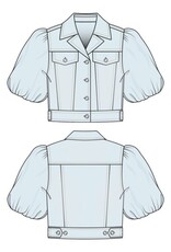 Liverpool Los Angeles Liverpool Puff Sleeve Cropped Trucker Jacket