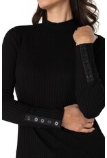 Liverpool Los Angeles Liverpool Long Sleeve Mock Neck Knit Top w/ Button Detail