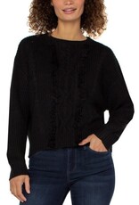 Liverpool Los Angeles Liverpool Long Sleeve Crew Neck Sweater w/ Fringe