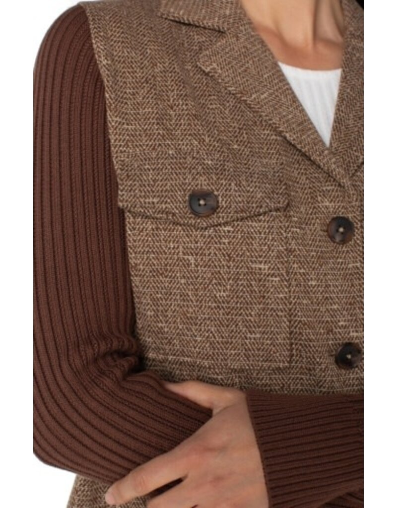 Liverpool Los Angeles Liverpool Shacket with Sweater Sleeves