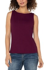 Liverpool Los Angeles Liverpool Sleeveless High Boatneck Knit Top Wine Berry