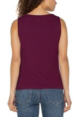 Liverpool Los Angeles Liverpool Sleeveless High Boatneck Knit Top Wine Berry