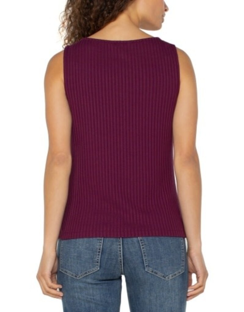 Liverpool Los Angeles Liverpool Sleeveless High Boatneck Knit Top Wine Berry