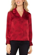 Liverpool Los Angeles Liverpool Long Sleeve Woven Top with Hidden Placket