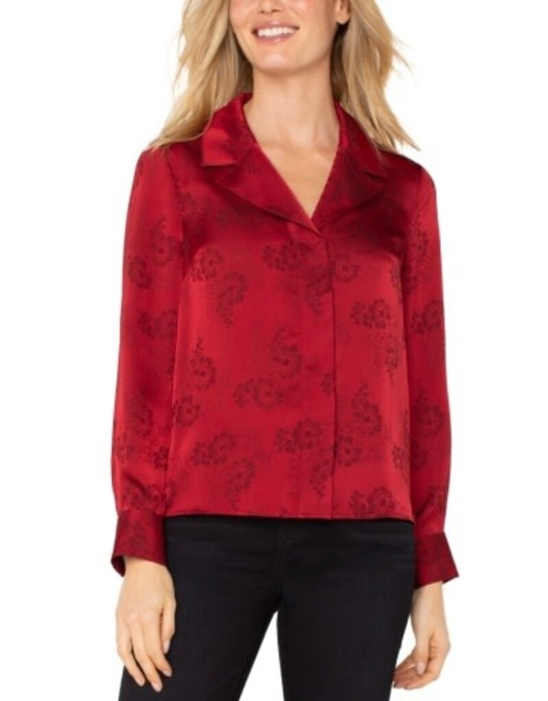 Liverpool Los Angeles Liverpool Long Sleeve Woven Top with Hidden Placket