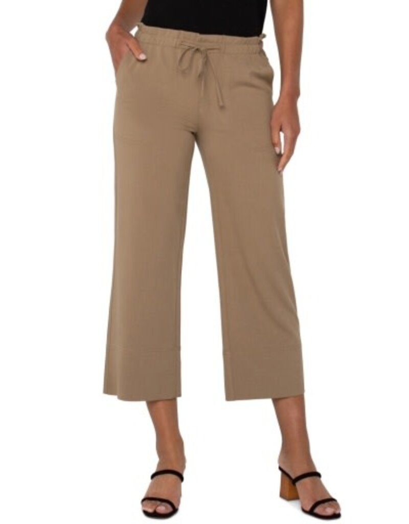 Liverpool Los Angeles Liverpool Pull On Tie Waist Wide Leg Ankle Pants 26" inseam