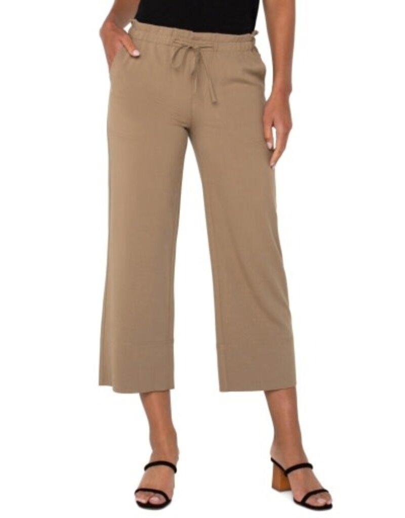 Liverpool Los Angeles Liverpool Pull On Tie Waist Wide Leg Ankle Pants 26" inseam