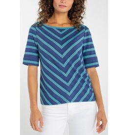 Liverpool Los Angeles Liverpool Half Sleeve Foldover Boat Neck Knit Top