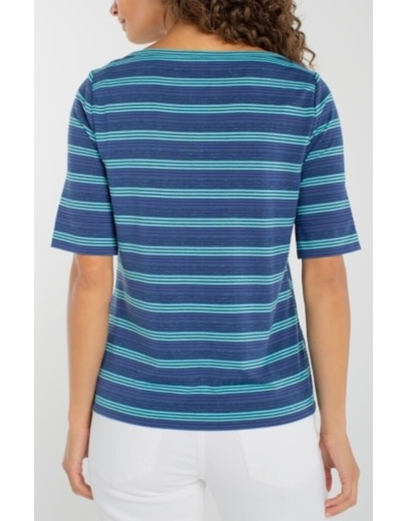 Liverpool Los Angeles Liverpool Half Sleeve Foldover Boat Neck Knit Top