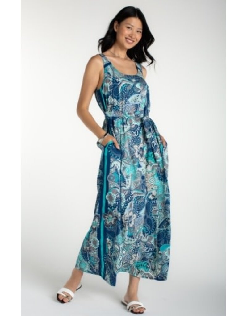 Liverpool Los Angeles Liverpool Sleeveless Woven Maxi Dress with Self Belt