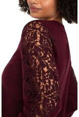 Liverpool Los Angeles Liverpool Long Sleeve Crew Neck Lace Inset Knit top