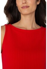 Liverpool Los Angeles Liverpool Sleeveless High Boatneck Knit Top Tango Red