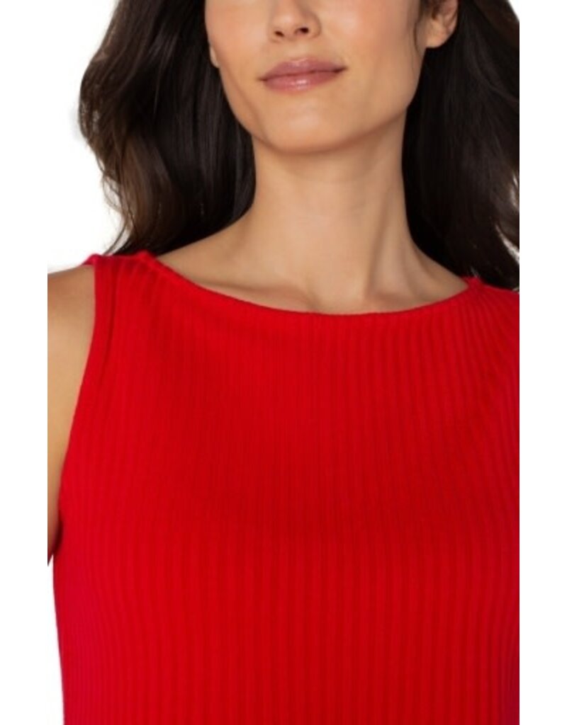 Liverpool Los Angeles Liverpool Sleeveless High Boatneck Knit Top Tango Red