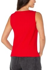 Liverpool Los Angeles Liverpool Sleeveless High Boatneck Knit Top Tango Red