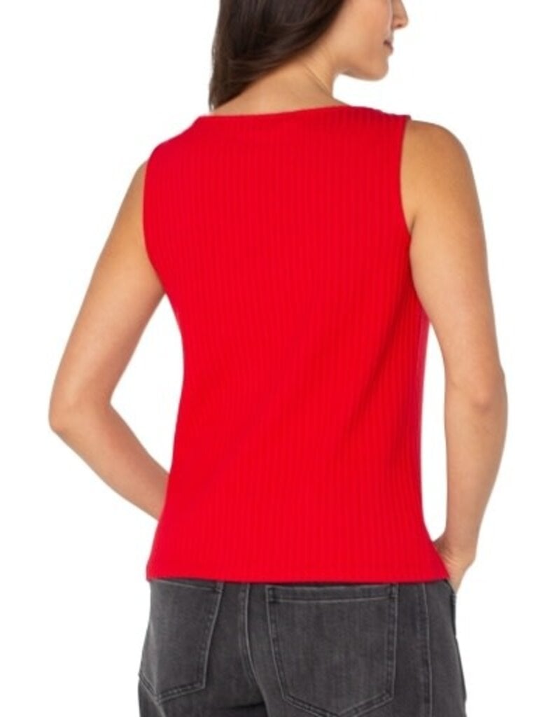 Liverpool Los Angeles Liverpool Sleeveless High Boatneck Knit Top Tango Red