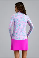 IBKul IBKul Kate Long Sleeve Mock Hot Pink/Turq
