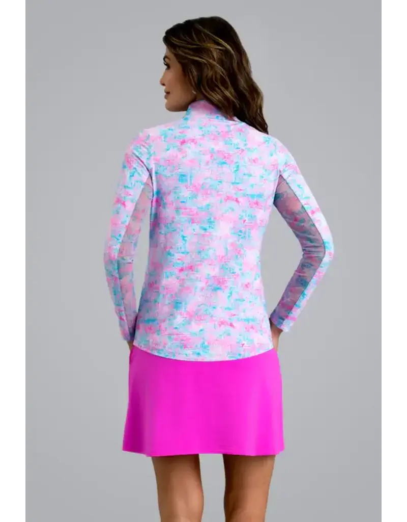 IBKul IBKul Kate Long Sleeve Mock Hot Pink/Turq