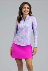 IBKul IBKul Kate Long Sleeve Mock Hot Pink/Turq