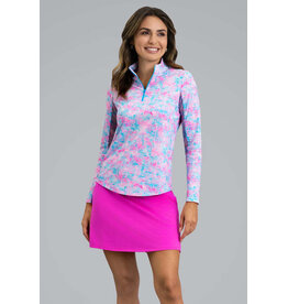 IBKul IBKul Kate Long Sleeve Mock Hot Pink/Turq