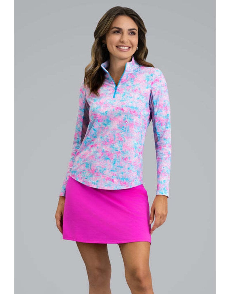 IBKul IBKul Kate Long Sleeve Mock Hot Pink/Turq