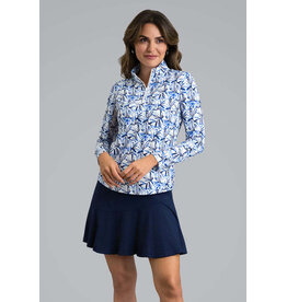IBKul IBKul Norma Long Sleeve Zip Mock Peri
