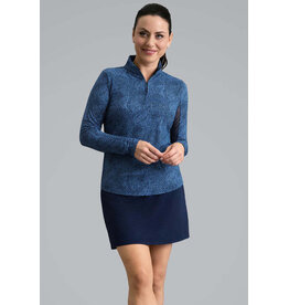 IBKul IBKul Stephanie Long Sleeve Zip Mock Navy/Peri