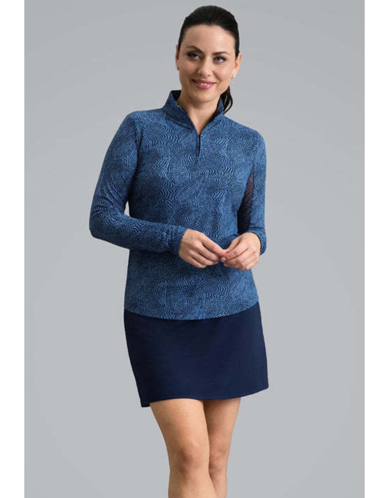 IBKul IBKul Stephanie Long Sleeve Zip Mock Navy/Peri