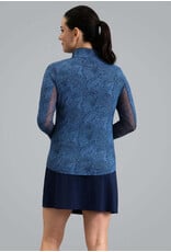 IBKul IBKul Stephanie Long Sleeve Zip Mock Navy/Peri