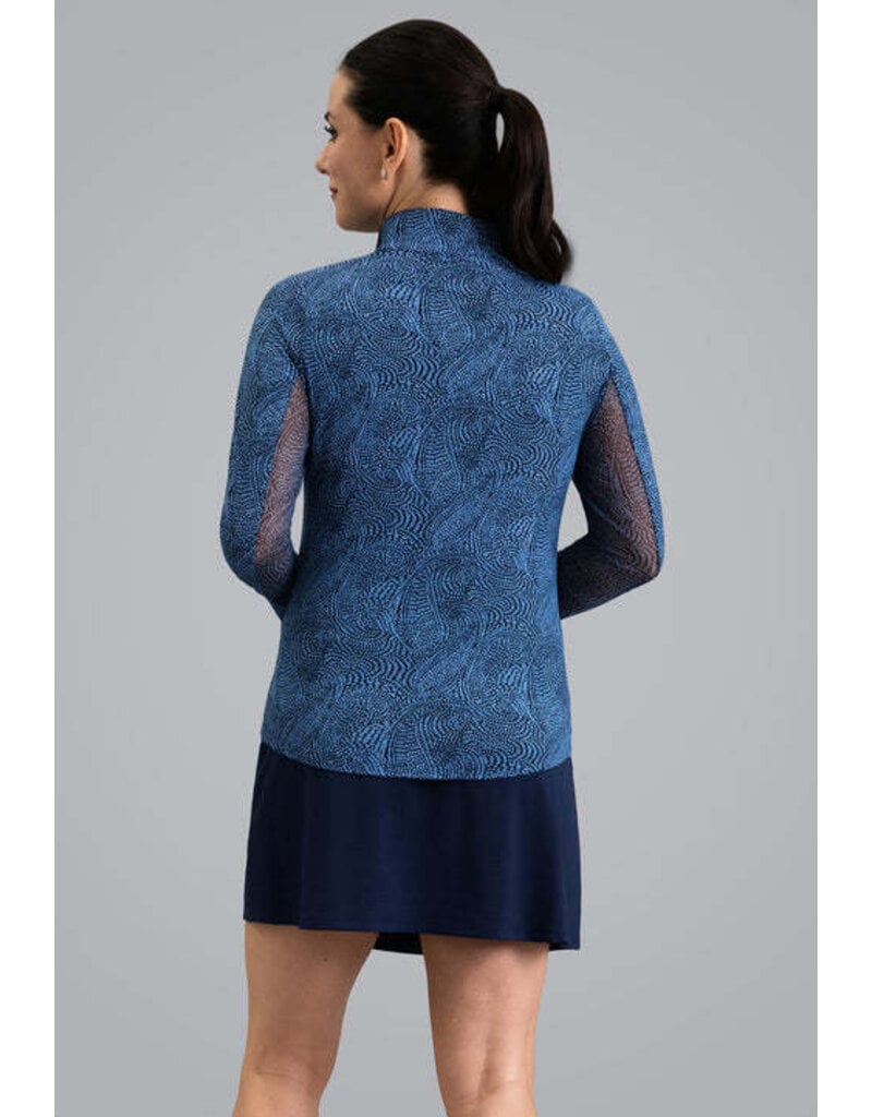 IBKul IBKul Stephanie Long Sleeve Zip Mock Navy/Peri