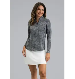 IBKul IBKul Stephanie Long Sleeve Zip Mock Black/White