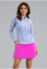 IBKul IBKul Alexis Long Sleeve Zip Mock Turquoise Multi