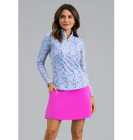 IBKul IBKul Alexis Long Sleeve Zip Mock Turquoise Multi