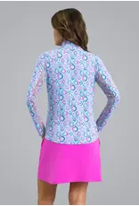 IBKul IBKul Alexis Long Sleeve Zip Mock Turquoise Multi
